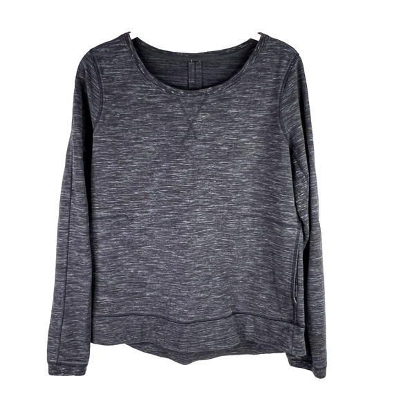 Lululemon Exhalation Pullover II Heathered Marled Gray Size 10 Crewneck Pockets - Picture 1 of 8